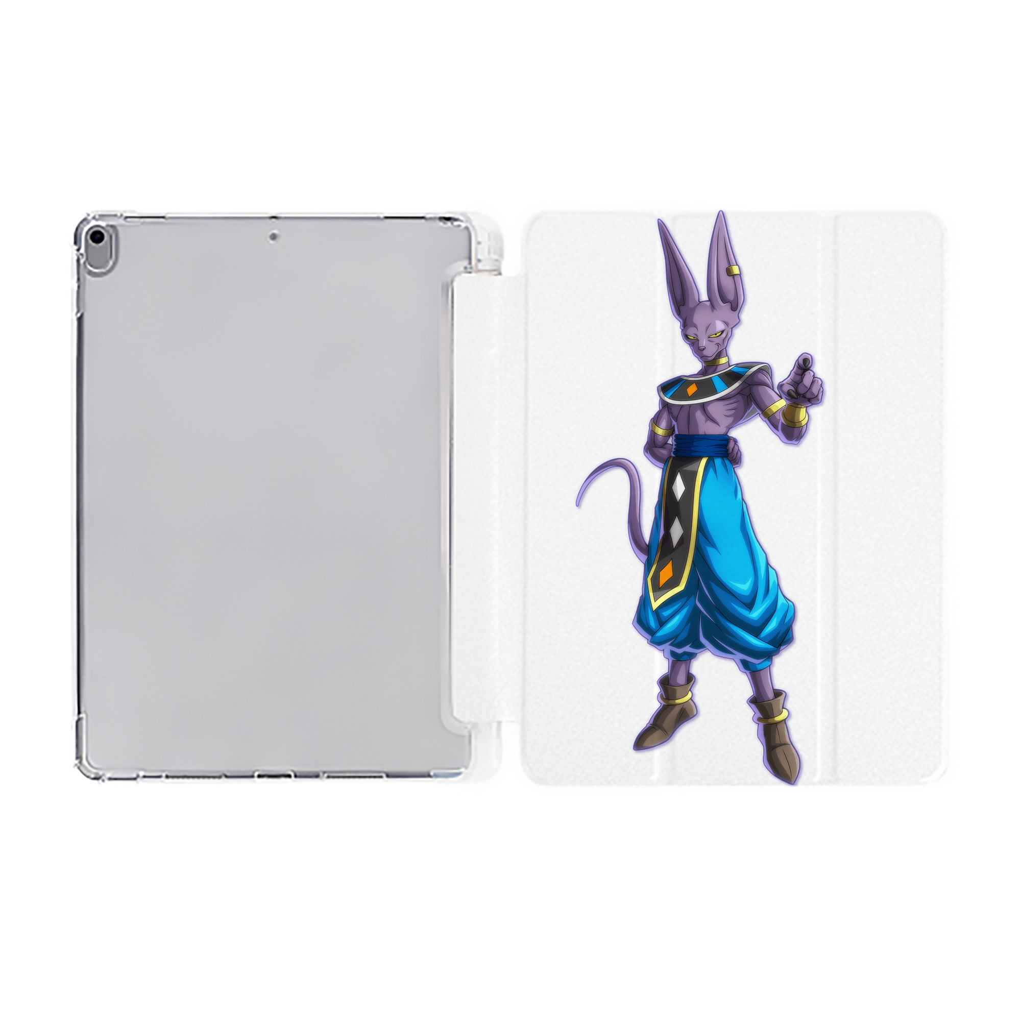 （画像用） ドラゴンボール ビルス 破壊神ビルス DRAGON BALL Beerus Birusu IPad ケース ペン収納付き 三つ折りスタンド PUレザー×シリコン 対応機種9.5/10.5/10.9インチ